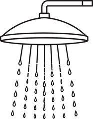 Modern Shower Sprinkler Spray Silhouette Black Vector Icon for Bathroom Design