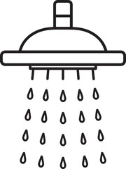 Modern Shower Sprinkler Spray Silhouette Black Vector Icon for Bathroom Design