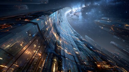 Futuristic cityscape night view