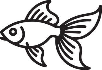 Simple line art illustration of a goldfish swimming