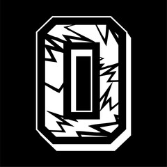 cracked zero vector design. with black background.