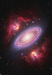 Naklejka premium Magnificent cosmic dance of galaxy with nebulous clouds and stardust