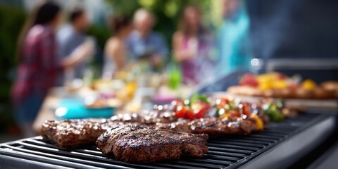 Delicious Barbecue with Fresh Grilled Meats and Vegetables