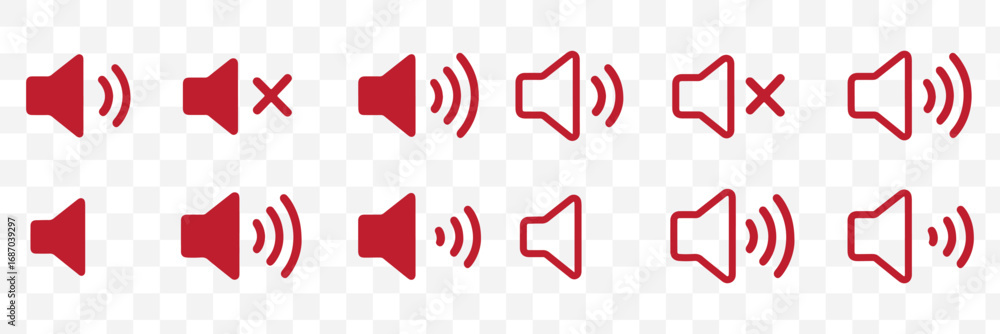 Wall mural sound off icon set. simple sound volume and audio mute mark symbol design illustration. volume icon 