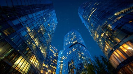 Modern city skylines at night