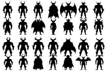 Demon Silhouette Set | Evil Monster Clipart | Horned Devil Figures for Halloween & Fantasy Art