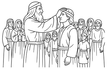 Obraz premium Joshua's leadership appointment ceremony depiction for educational use