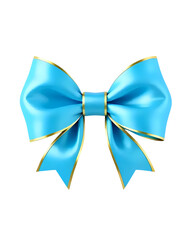Naklejka premium 3D Render of Light Blue Bow, Isolated on Transparent Background