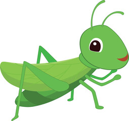 Cute Grasshopper Cartoon Character Vector Design