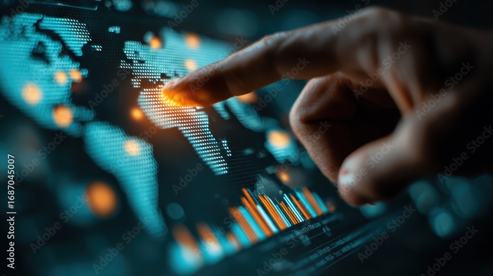 Aufkleber digital interaction with global data visualization on touchscreen interface