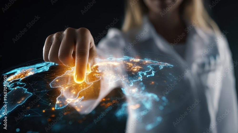 Poster digital interaction with virtual globe and network connectivity for innovation
