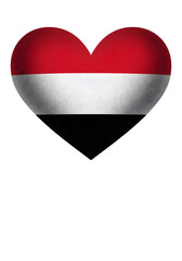 Yemen Flag Heart Illustration on a Transparent Isolated Background
