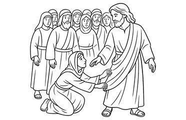 Biblical healing touch scene depicting faith and compassion