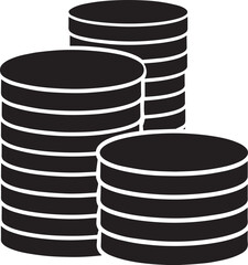 Elegant Coin Pile Silhouette Black Vector Illustration for Economic and Business Projects