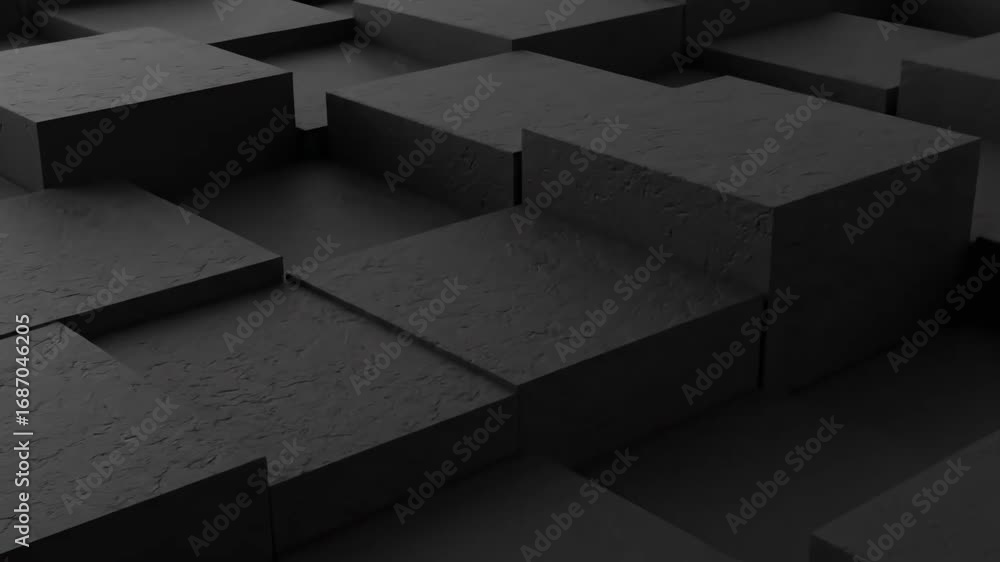 Poster abstract dark grey blocks texture - a 3d video of dark grey rectangular blocks stacked to create a t