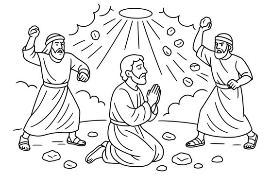 Martyrdom of saint stephen - historic religious scene for art and design