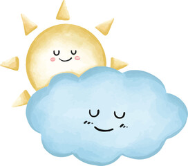 Cute Cloud, Sun & Moon Illustrations