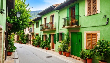 Picturesque green village street