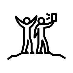 People Selfie outline icon. take a selfie black line illustration.