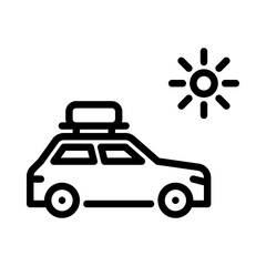 traveling by car outline icon. holiday by car black line illustration.