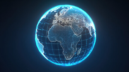 Digital World: A stunning visual representation of planet Earth, rendered in a vibrant blue, symbolizes connectivity and the digital age, perfect for conveying concepts like global communication.