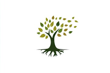 Obraz premium A stylized illustration of a tree with roots and leaves.