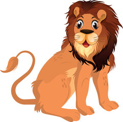 Cute Smiling Lion Cartoon Character Vector Design