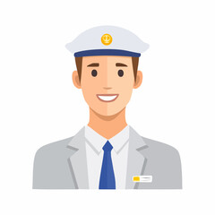 Smiling service worker in uniform avatar illustration for business or travel industry
