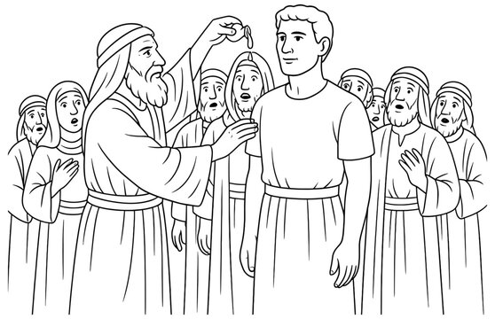 Biblical scene of samuel anointing saul in a religious ceremony for educational and spiritual use