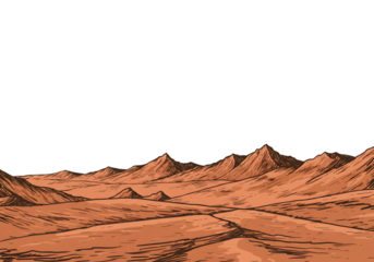 Pixel Art Desert Landscape View With Brown Terrain and Black Sky