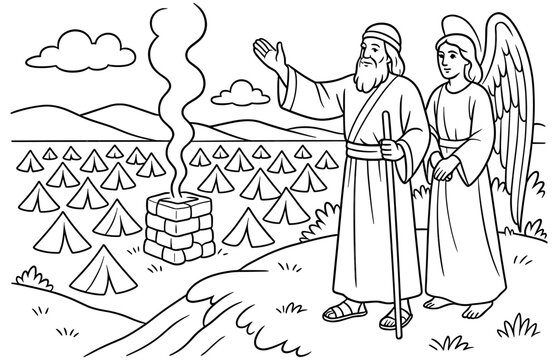 Balaam blesses israel with angelic presence in biblical landscape