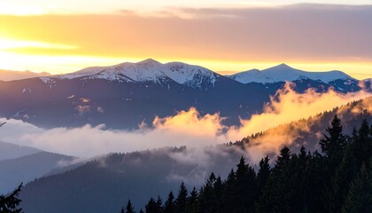 Majestic mountain range at sunrise