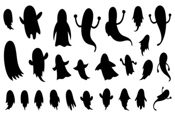 Ghost Silhouette Clipart | Minimal Halloween Spirit Graphics for Crafts and Decor