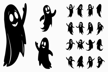 Ghost Silhouettes Clipart | Fun Halloween Spirit Graphics for Party and Decor
