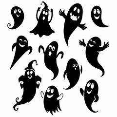 Cute Ghost Clipart | Fun Halloween Cartoon Spirit Silhouettes for Kids
