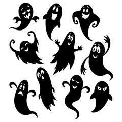 Cute Ghost Clipart | Fun Halloween Cartoon Spirit Silhouettes for Kids