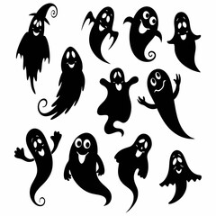 Cute Ghost Clipart | Fun Halloween Cartoon Spirit Silhouettes for Kids
