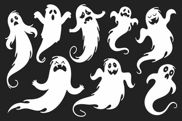 Halloween Ghost Silhouettes | Scary Spirit, Haunted Phantom & Spooky Clipart