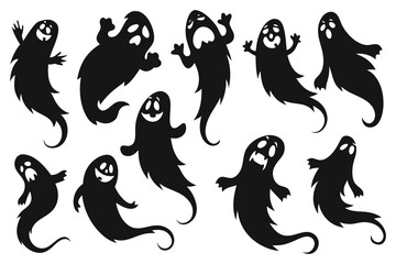Cute Ghost Clipart | Fun Halloween Cartoon Spirit Silhouettes for Kids