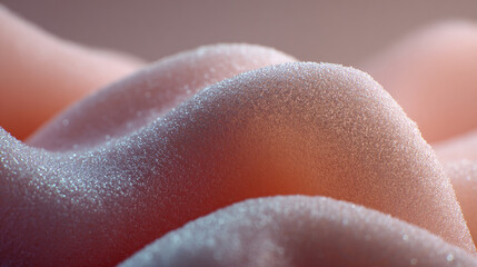 Fototapeta premium Macro shot of a soft pink textured surface with organic waves.