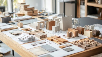 Showcase of innovative product designs displayed on a designerâ€™s table.
