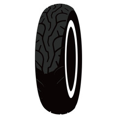 Black and white silhouette of motorbike tires vector icon on white background