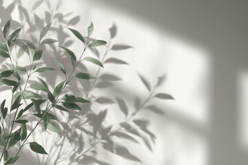 shadow overlay effects of realistic window and foliage leaves shadows isolated on transparent background, shadow for product presentation interior backdrop design, Summer wall abstract shadow overlay