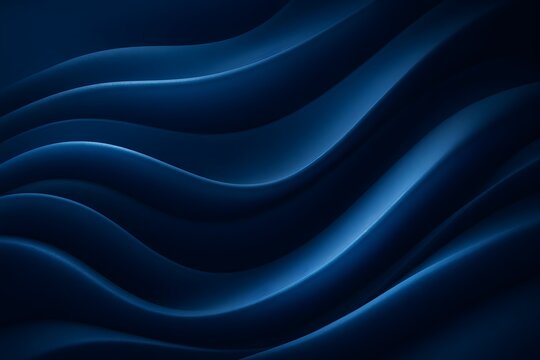 Windows 11 Wallpaper: Smooth black waves with soft blue highlights in moody abstract minimal 3D design