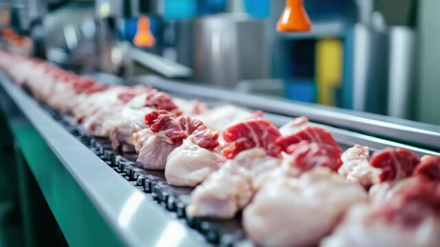 Automated machine for processing pork products in a large factory setting.