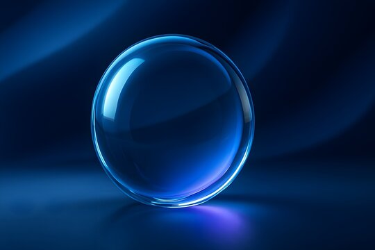 Windows 11 Wallpaper: Single glass sphere on glossy purple-blue background reflecting light in futuristic composition