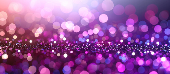 Abstract blurred background of vibrant purple and pink bokeh lights.