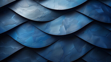 Abstract blue wavy layered surface.