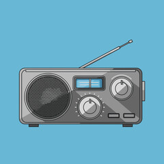 A stylish retro portable radio with an extendable antenna and classic dials, perfectly illustrating vintage audio technology and broadcasting nostalgia.