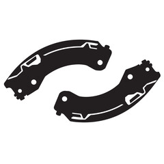 Black and white silhouette of motorcycle brake lining vector icon on white background